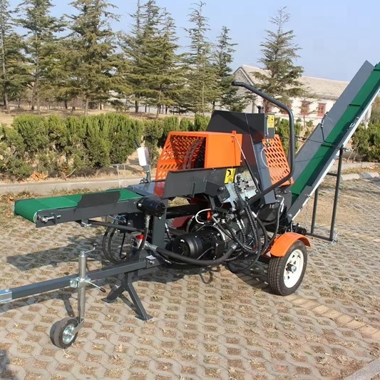 Log Splitter Electric - 20トン水平油圧式ログスプリッター（コンベア付き）；油圧式手動/電動/PTO/チェーンソー式ウッドスプリッター