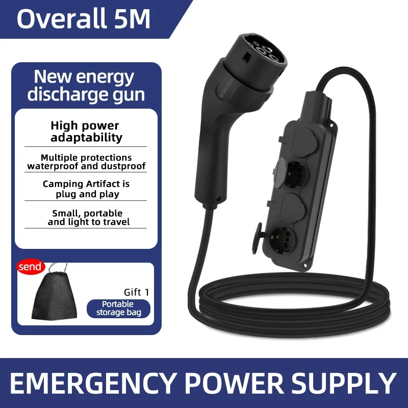 Outdoor Power Usa - ポータブル16A 4KW電気自動車EV充電器V2LケーブルサイドディスチャージプラグIEC62196-2 Type2 EUソケット付き屋外電源用