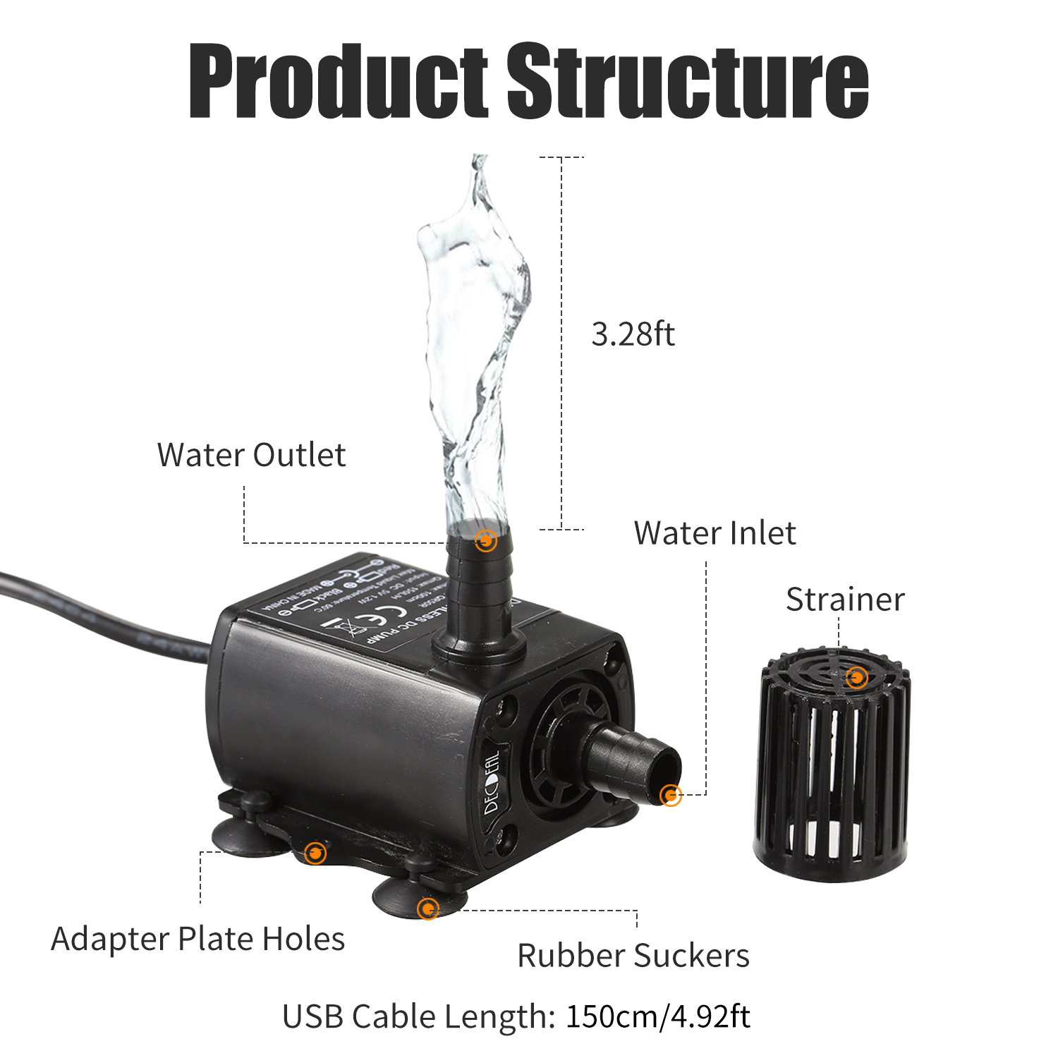 Water Pump Submersible - Decdeal-超静音USBウォーターポンプ,ミニDC 5V,ブラシレス,水,オイル,水中,噴水,防水