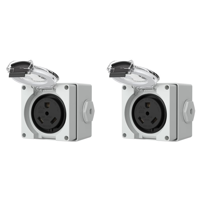 Outdoor Power Receptacle - 2X 30アンペア電源コンセントボックス、125ボルトNEMA TT-30Rレセプタクル屋外用防塵・耐候性電気自動車用-AT30