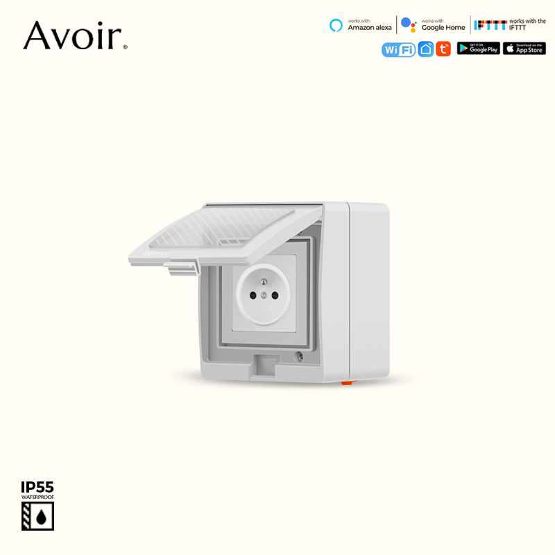 Outdoor Power Outlet With Remote Control - Avoir-Tuya-防水電気プラグ,ip55,屋外電源コンセント,Alexa, Google Home,防水,220V