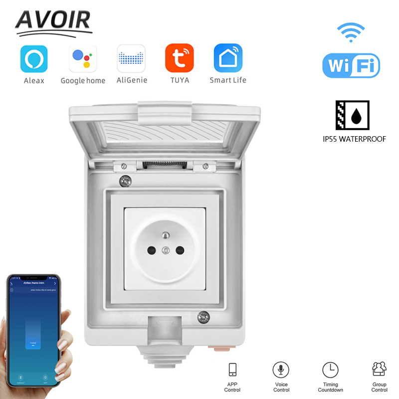 Outdoor Power Outlet With Remote Control - Savorui-インテリジェントホームソケット,HexaGoogle Homeと互換性のある防水カバーデバイス