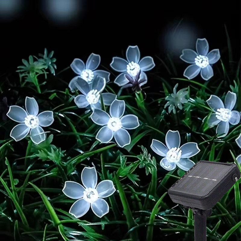 Outdoor Power For Christmas Lights - 妖精の花,庭,クリスマスの装飾,屋外,5m, 7m, 12mのための太陽光発電LEDストリングライト