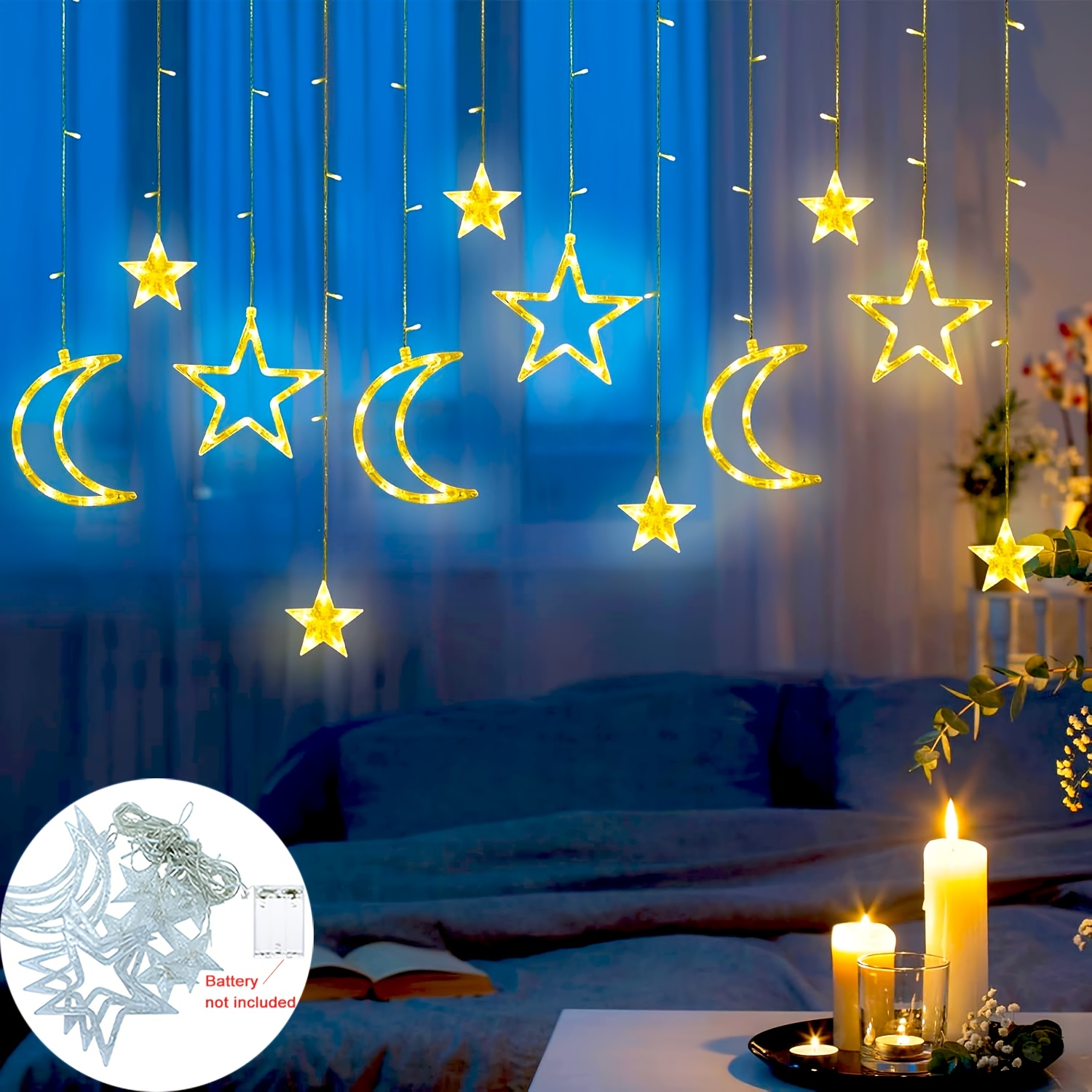 Outdoor Power For Christmas Lights - 3.5 メートルスタームーン LED カーテンストリングライトバッテリー電源クリスマスガーランド妖精ランプ屋外ガーデン結婚式クリスマス新年の装飾