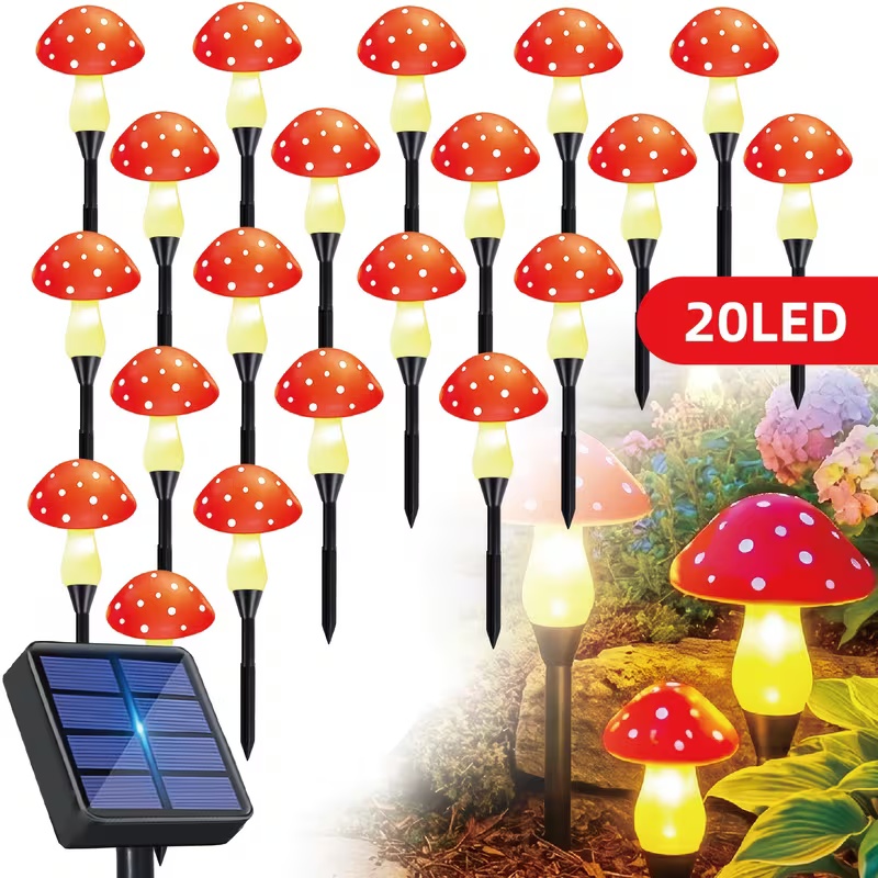Outdoor Power For Christmas Lights - 太陽光発電LEDキノコライト屋外ガーデンお祭り照明ソーラーランプパティオ結婚式クリスマスハロウィン装飾用