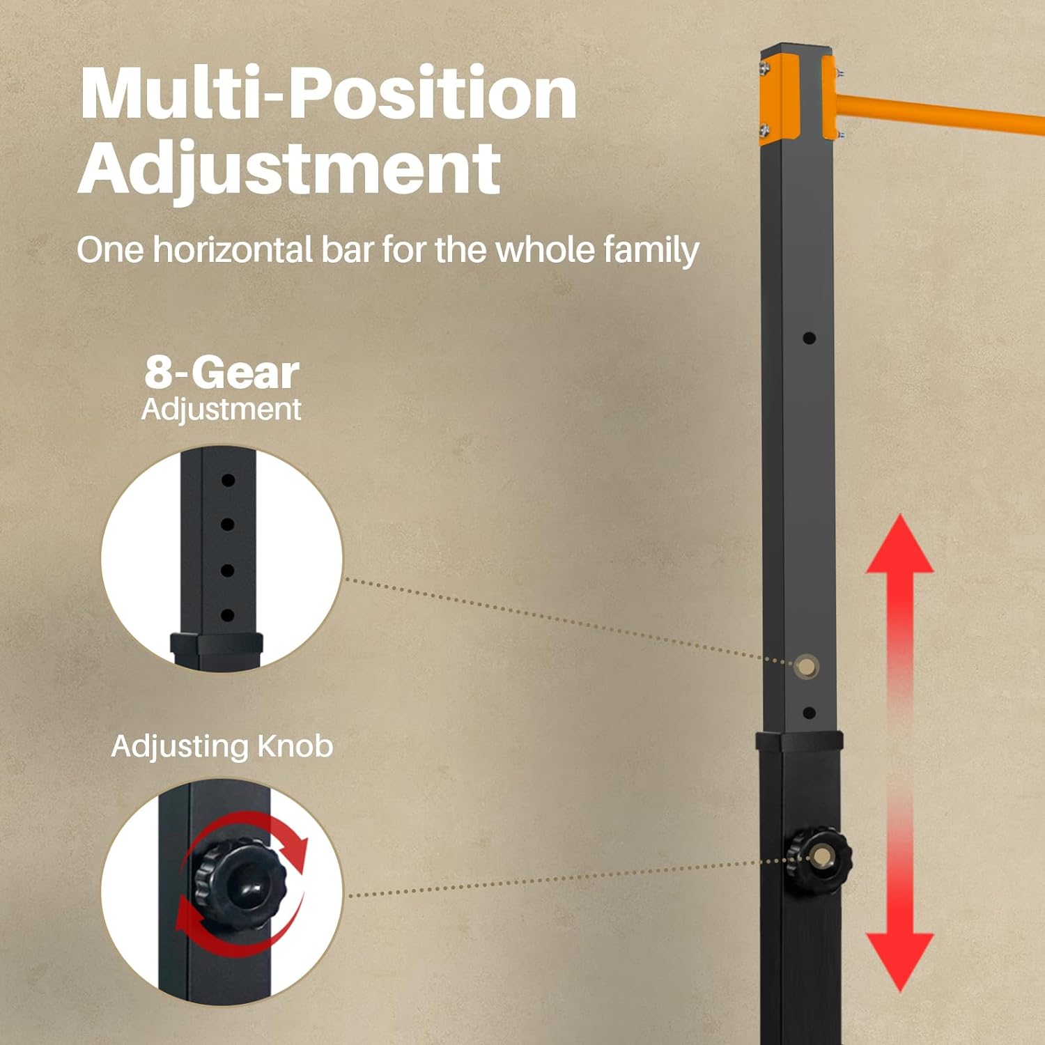 Outdoor Power Tower Pull Up Bar - スチール製自立式パワータワー懸垂ステーション（屋内/屋外フィットネスワークアウト用チンニングバー付き固定式パワータワー）
