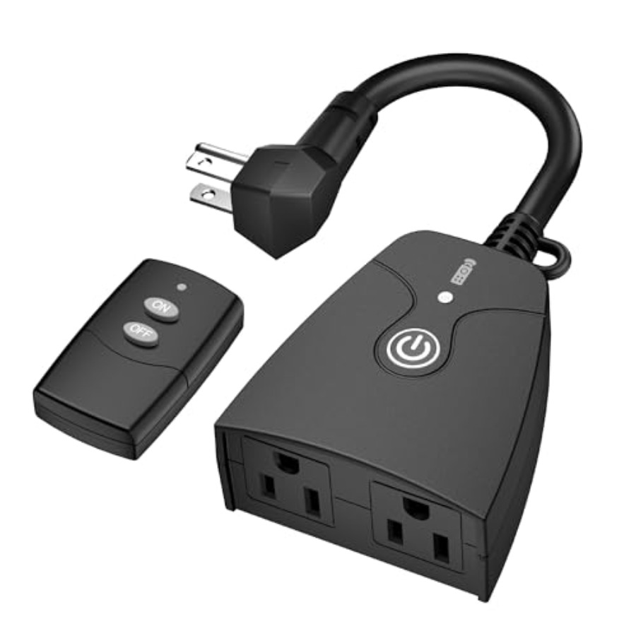 Outdoor Power Outlet With Remote Control - 屋外用ワイヤレスリモコンコンセントプラグ、耐候性ヘビーデューティ電源タップ、ライトスイッチ用屋内電気プラグ、6-i