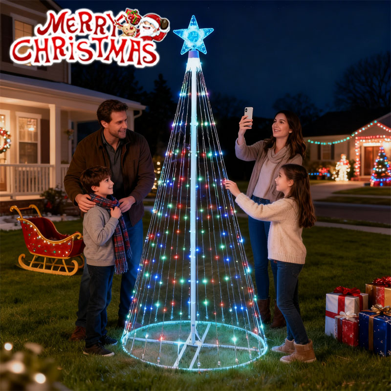 ソーラー式LED滝型ストリングライト クリスマスツリー飾り  - Outdoor Power For Christmas Lights のレビューと価格