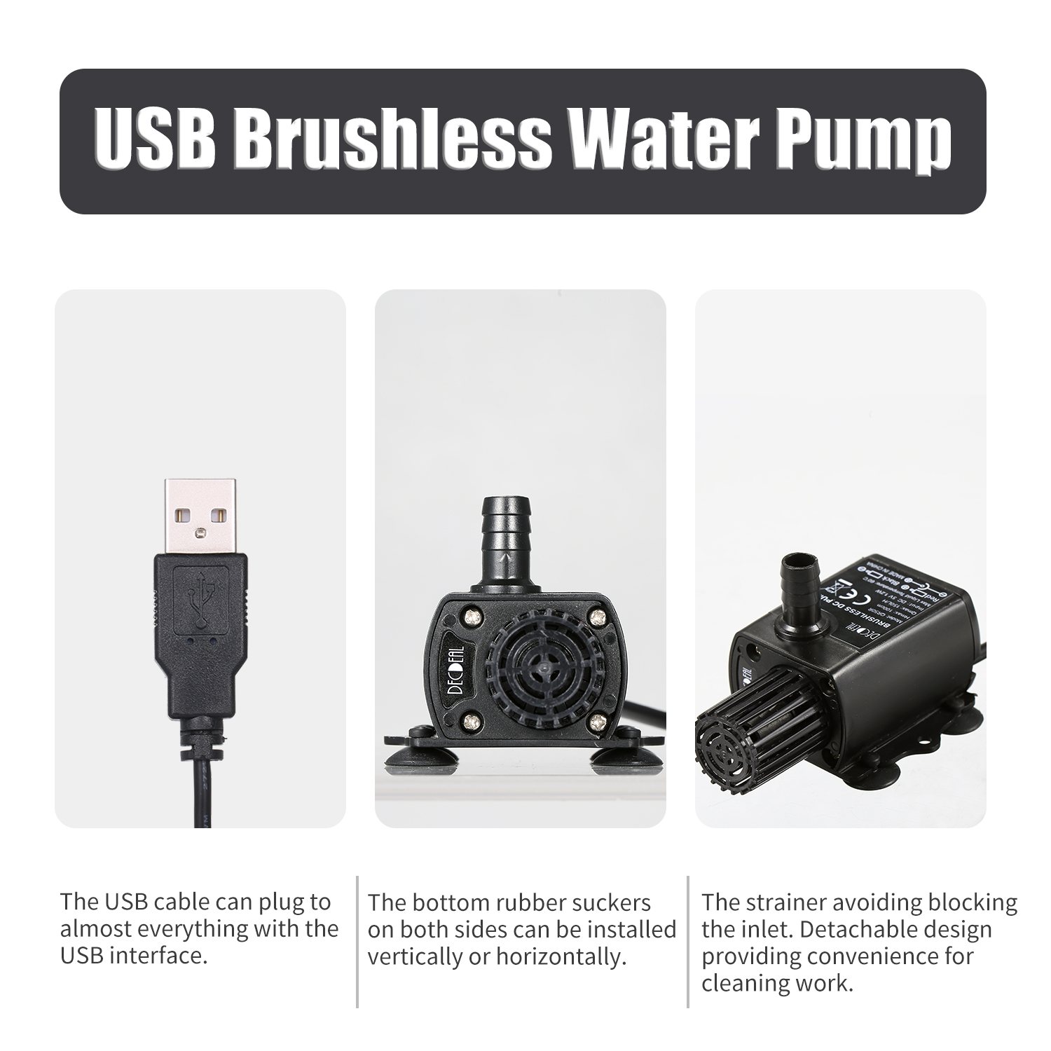 Decdeal-超静音USBウォーターポンプ,ミニDC 5V - Water Pump Submersible のレビューと価格