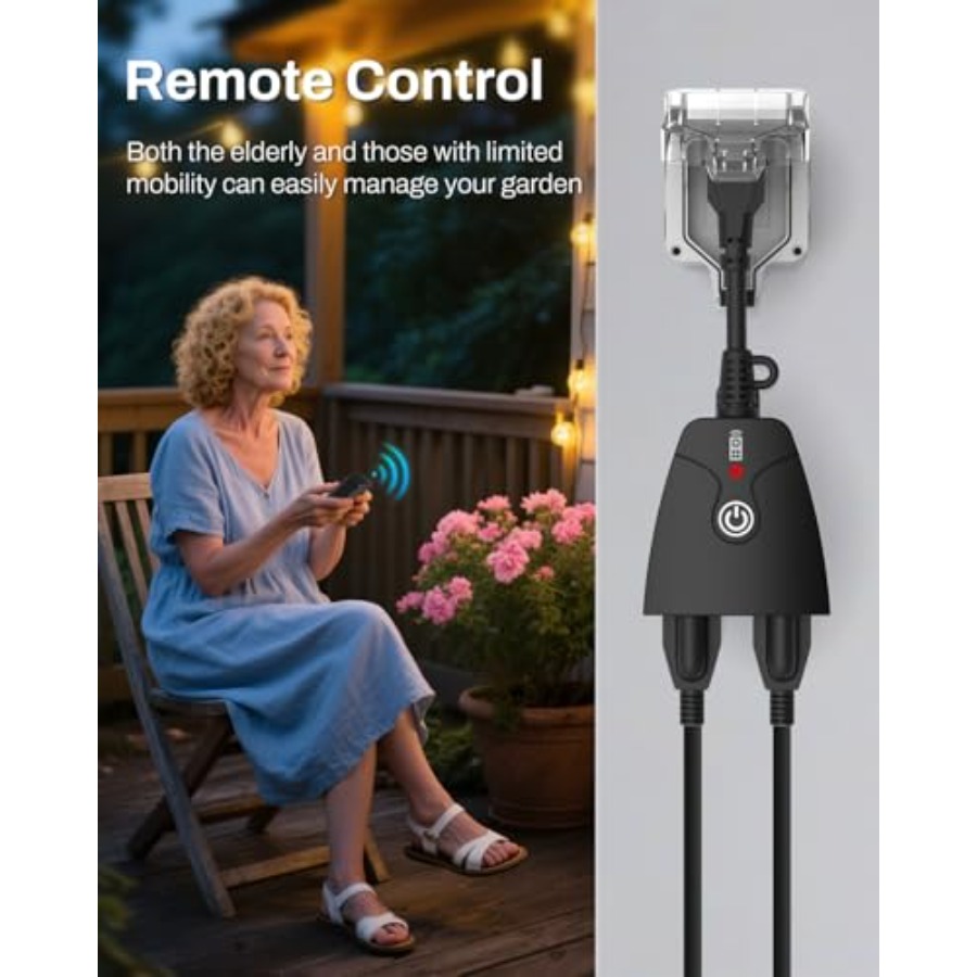 屋外用ワイヤレスリモコンコンセントプラグ、耐候性ヘビーデュー - Outdoor Power Outlet With Remote Control のレビューと価格