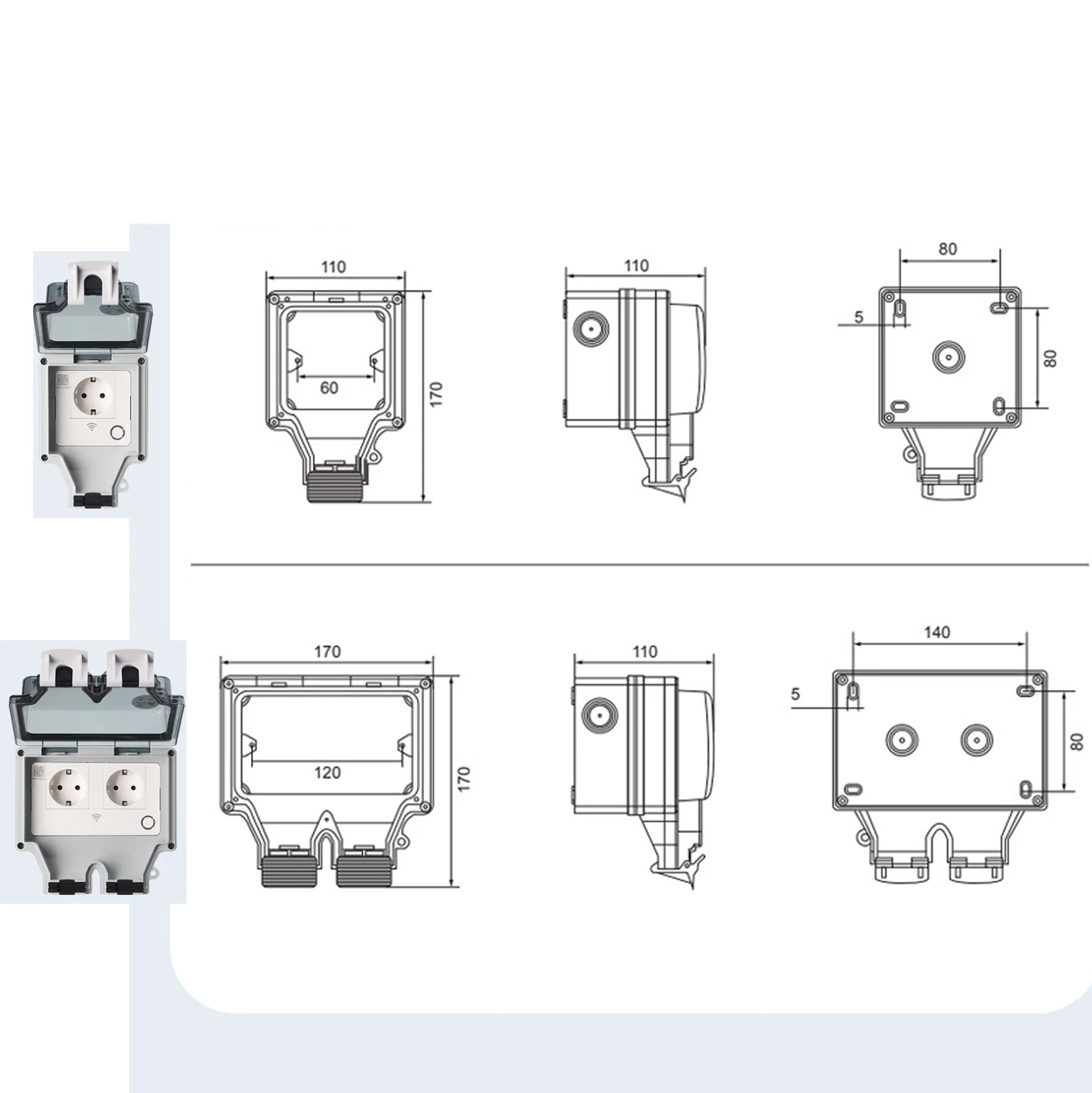 Tuya-防水壁コンセント,EU, FR, KR, IL,  - Outdoor Power Outlet With Remote Control のレビューと価格