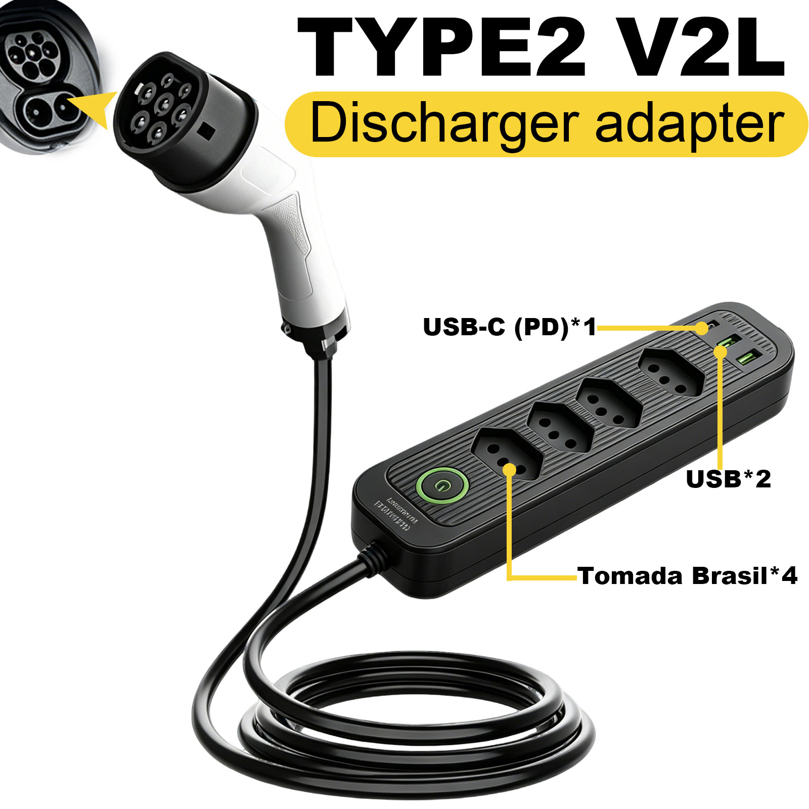 タイプ2 V2L放電アダプター 16A ブラジルソケット E - Outdoor Power Usa のレビューと価格