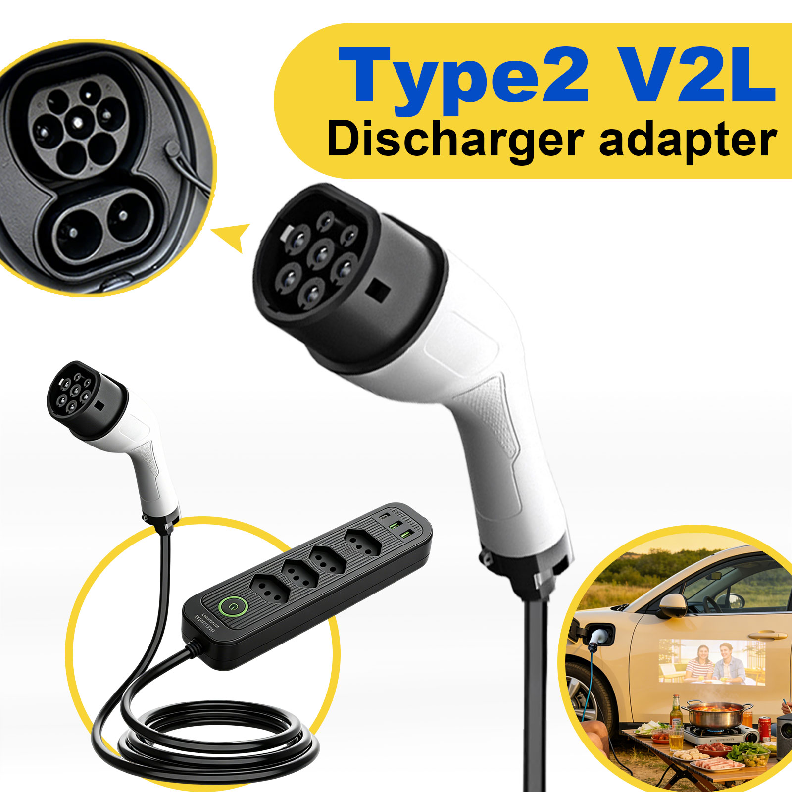 タイプ2 V2L放電アダプター 16A ブラジルソケット E - Outdoor Power Usa のレビューと価格