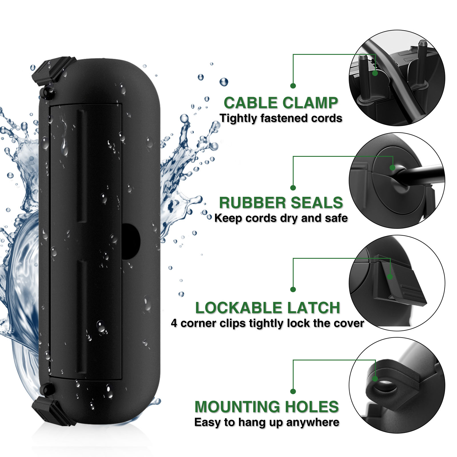 小型IP44防水屋外電気ボックス、コンパクトな延長コードプロ - Outdoor Power Strip With Cover のレビューと価格