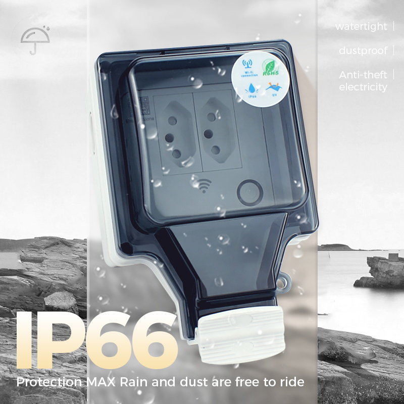 スマートプラグIP66,wifi,屋外コンセント,防水,音声 - Outdoor Power Outlet With Remote Control のレビューと価格