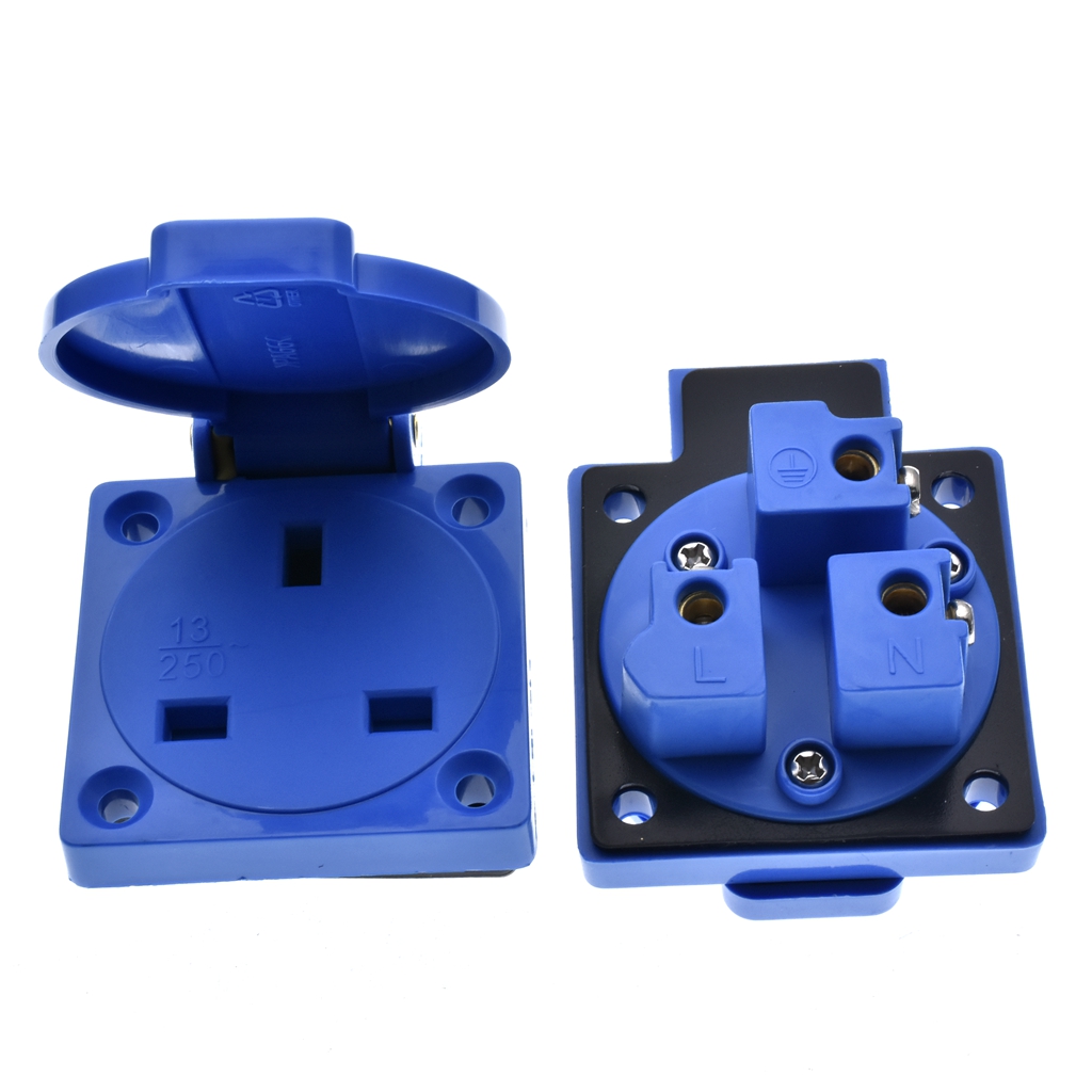 1 個英国黒青 13A 250V IP44 英国多機能 2P - Outdoor Power Receptacle のレビューと価格