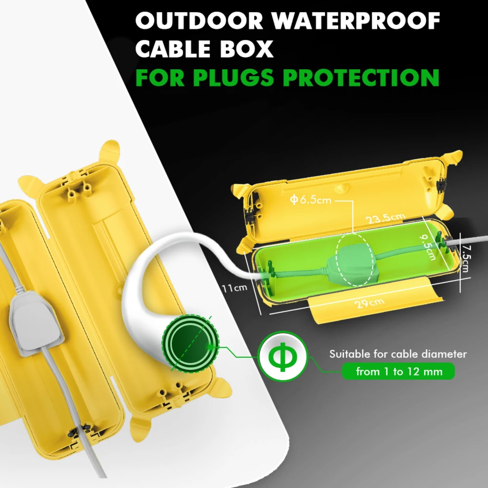 IP44 屋外延長コードカバー 29x11x7.5cm 高耐 - Outdoor Power Strip With Cover のレビューと価格