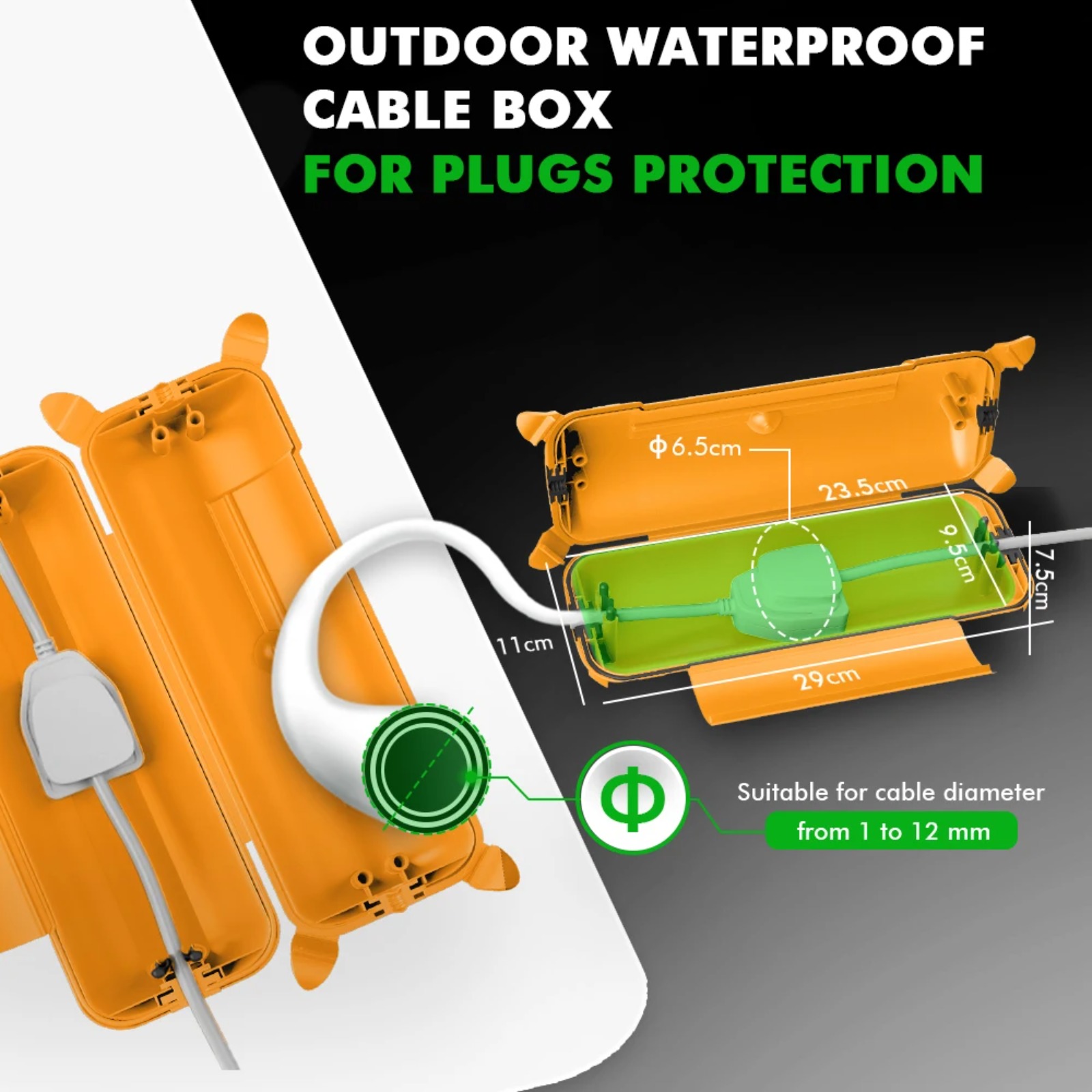 IP44 屋外延長コードカバー 29x11x7.5cm 高耐 - Outdoor Power Strip With Cover のレビューと価格