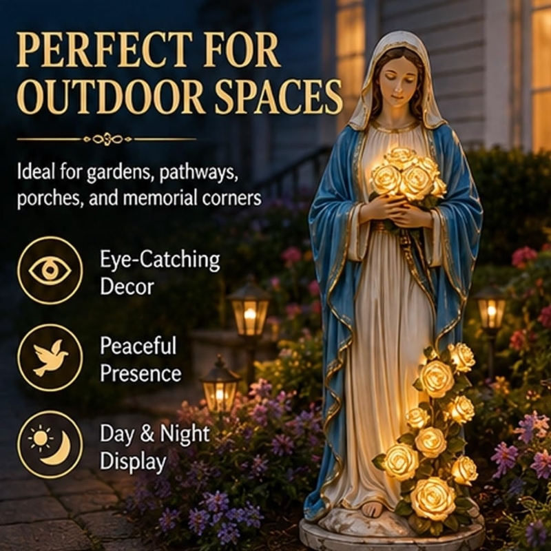 E65B メモリアルライト祝福母園像電池式 LED 光るバラ - Outdoor Power For Christmas Lights のレビューと価格
