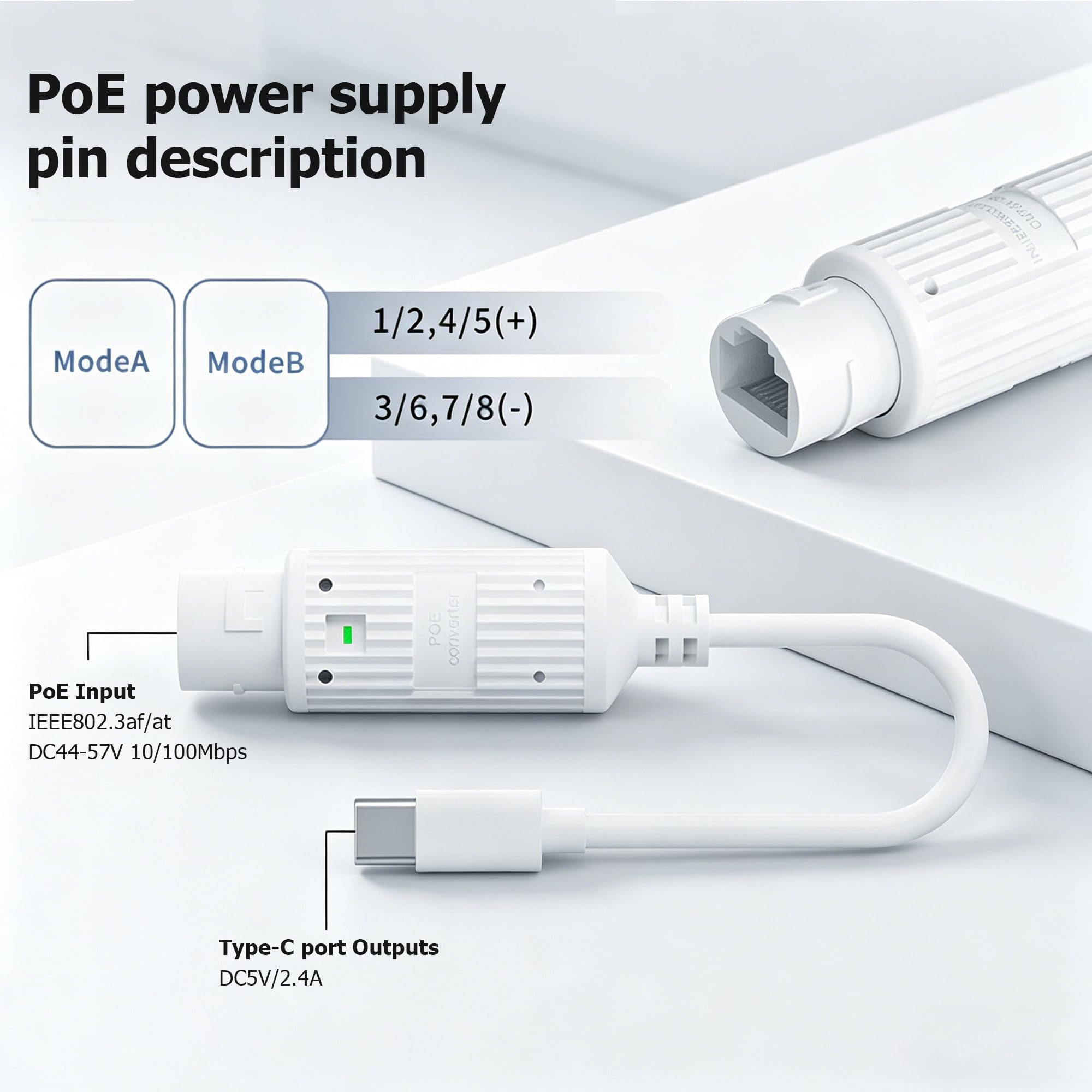 POE to USB-C 電源コンバーター RJ45 メス  - Outdoor Power Monitor のレビューと価格