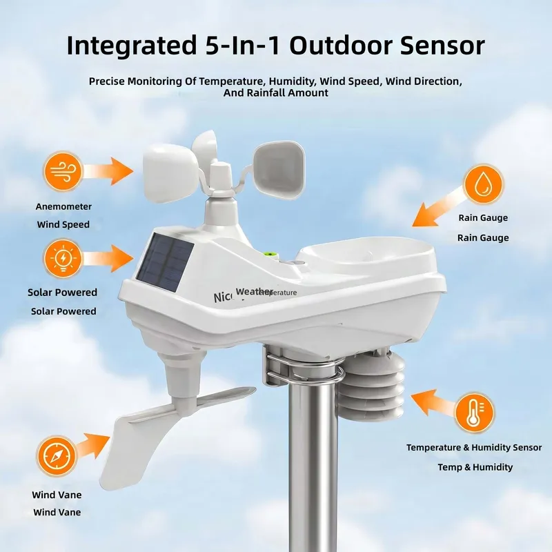 5 in 1 WiFi気象ステーション（外部センサー付き、ソ - Outdoor Power Monitor のレビューと価格