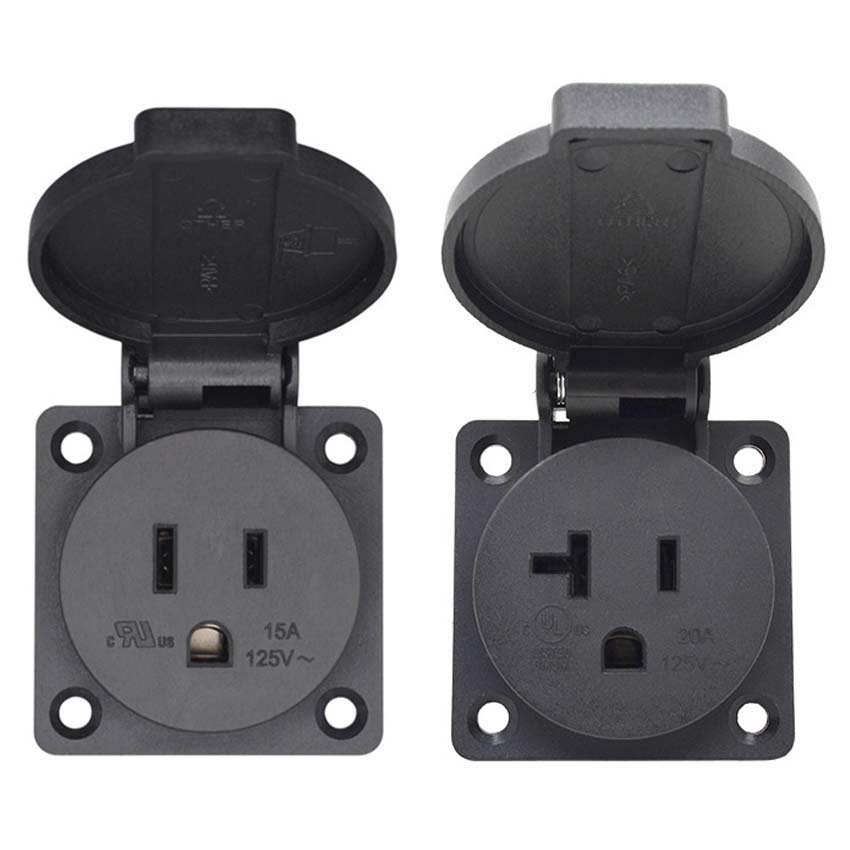 黒 125V 15A 20A IP44 CE アメリカ日本多 - Outdoor Power Receptacle のレビューと価格
