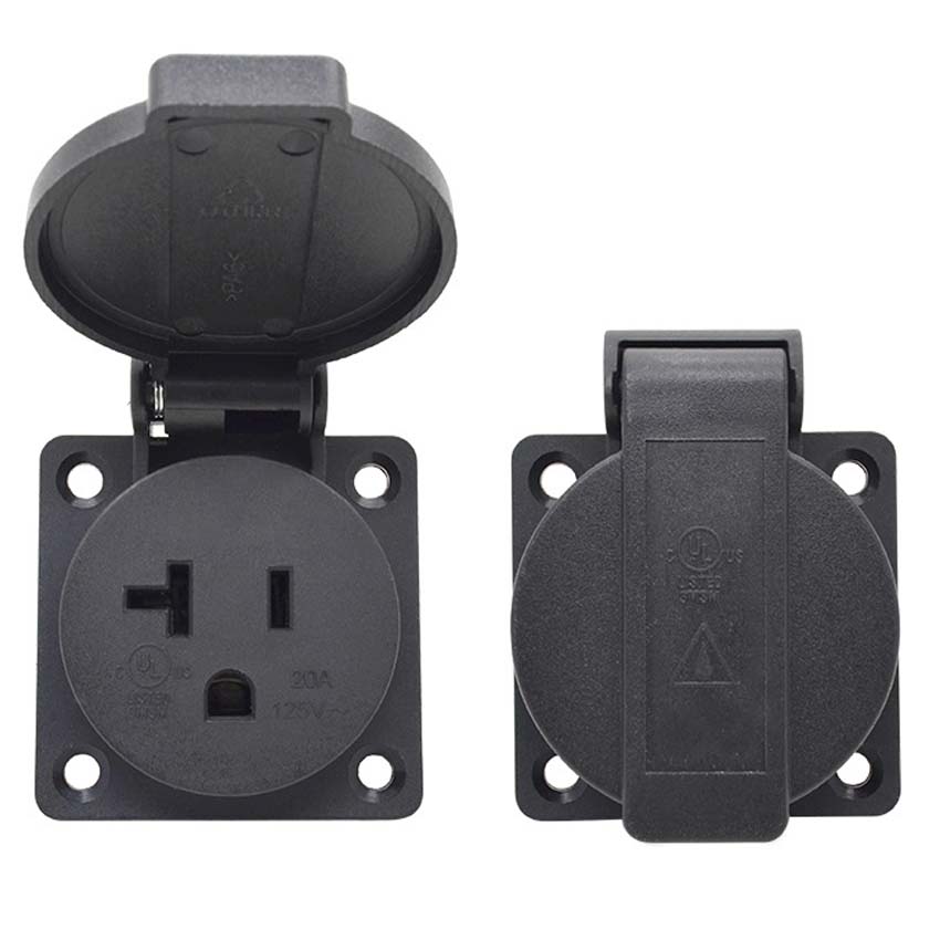 黒 125V 15A 20A IP44 CE アメリカ日本多 - Outdoor Power Receptacle のレビューと価格