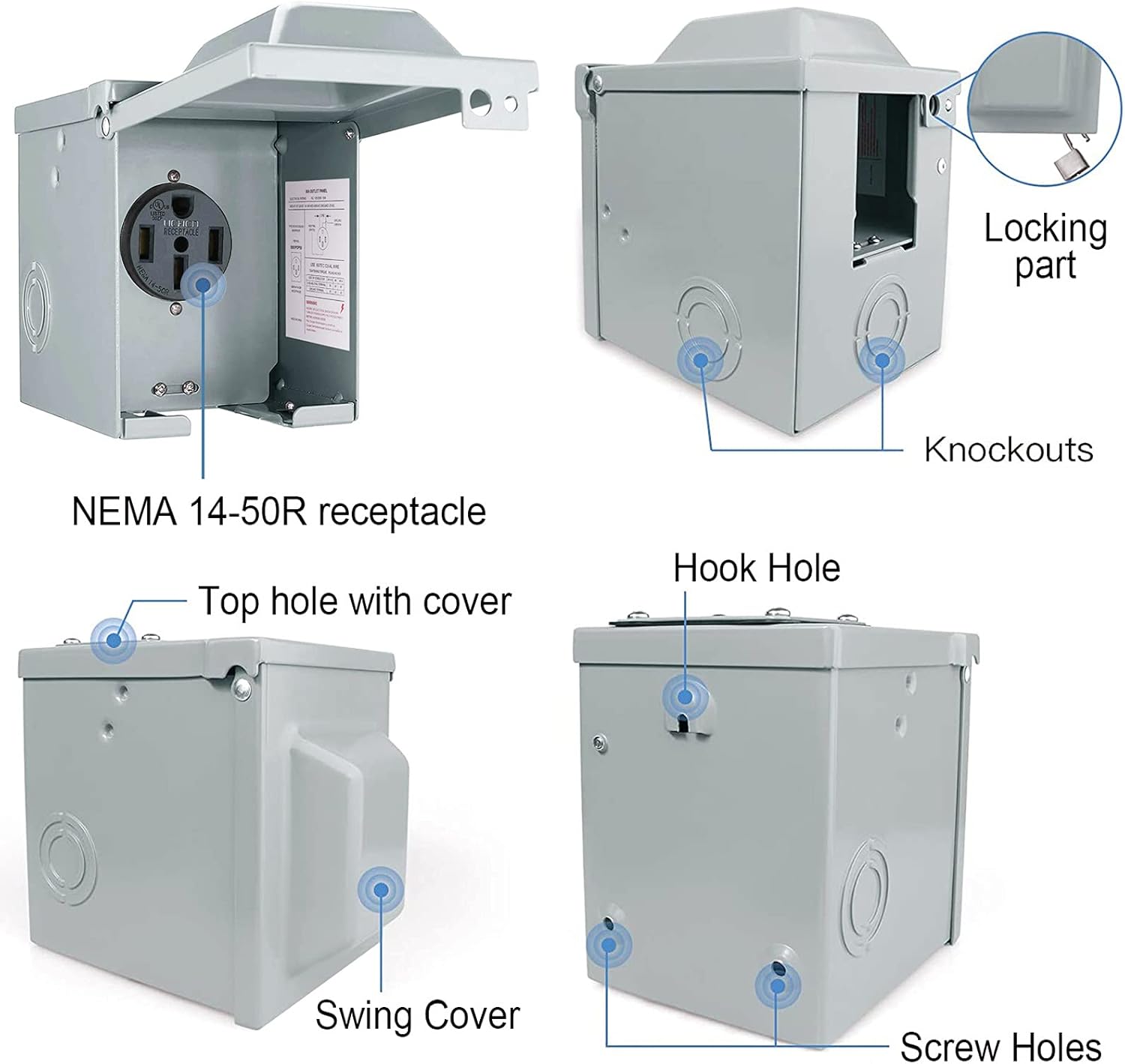 防水電気コンセントパネル,密閉型ロック可能ボックス,rv電源 - Outdoor Power Receptacle のレビューと価格