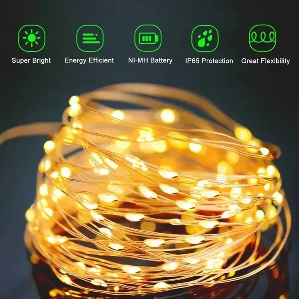 100 LED ソーラーフェアリー防水銅線ストリングライトク - Outdoor Power For Christmas Lights のレビューと価格