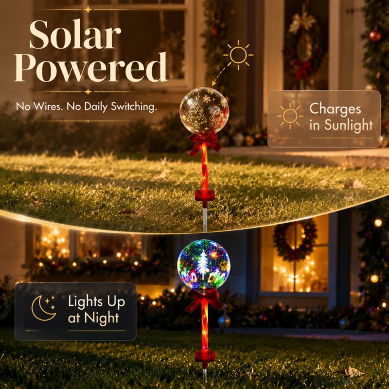 クリスマスボールLEDソーラー式防水屋外ライト、グラウンドラ - Outdoor Power For Christmas Lights のレビューと価格